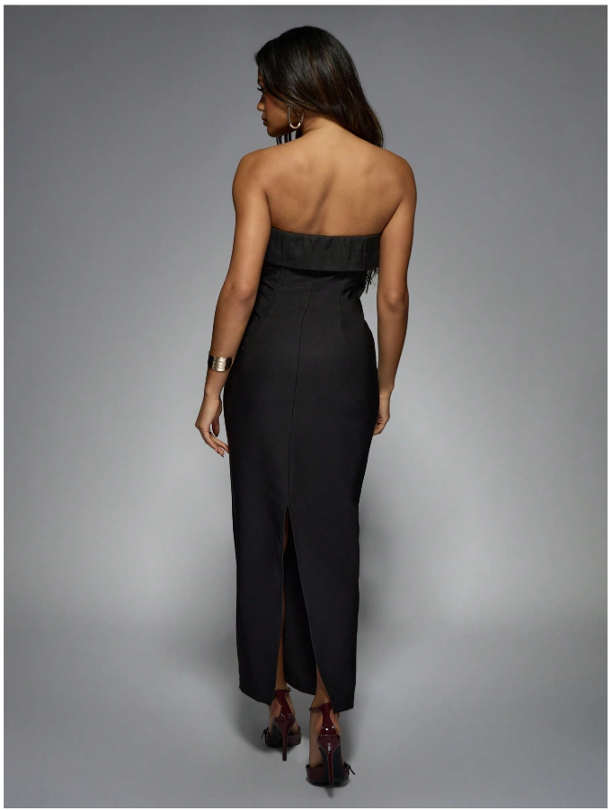 ✨ Robe Mi-Longue Style Smoking – Élégance et Audace ✨